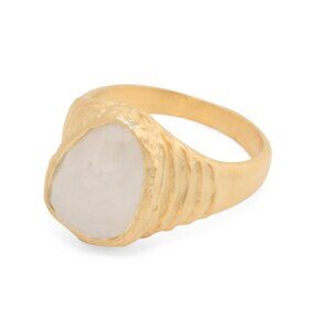 SHAANTI JEWELS  India 14kt Gold Plated Sterling Silver Moonstone Ring